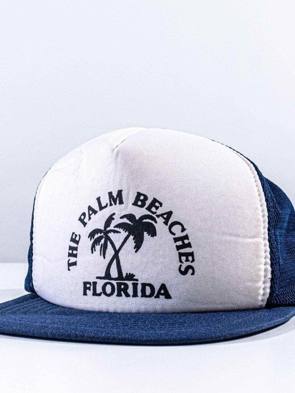 Vintage The Palm Beaches Florida Hat Mesh Trucker Snapback Cap 80s Beach VTG